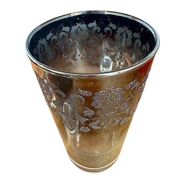 MCM Dorothy Thorpe Style Highball Glasses Silver Fade Filigree Barware 6 Pc Set - Picture 8 of 16